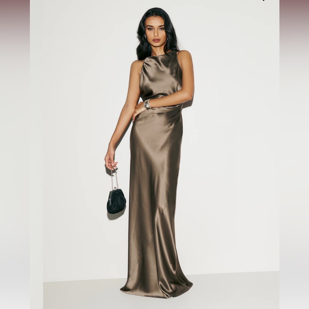 SOLD OUT Reformation Anaiis Silk Dress in the color Forest!